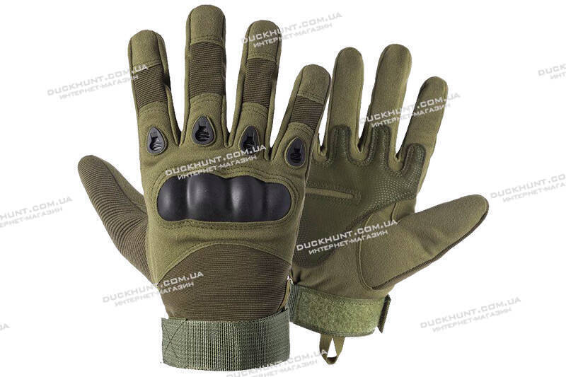 Тактические перчатки полнопалые зелёного цвета