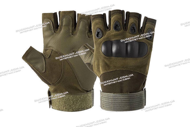 Тактичні рукавички без пальців зеленого кольору фото